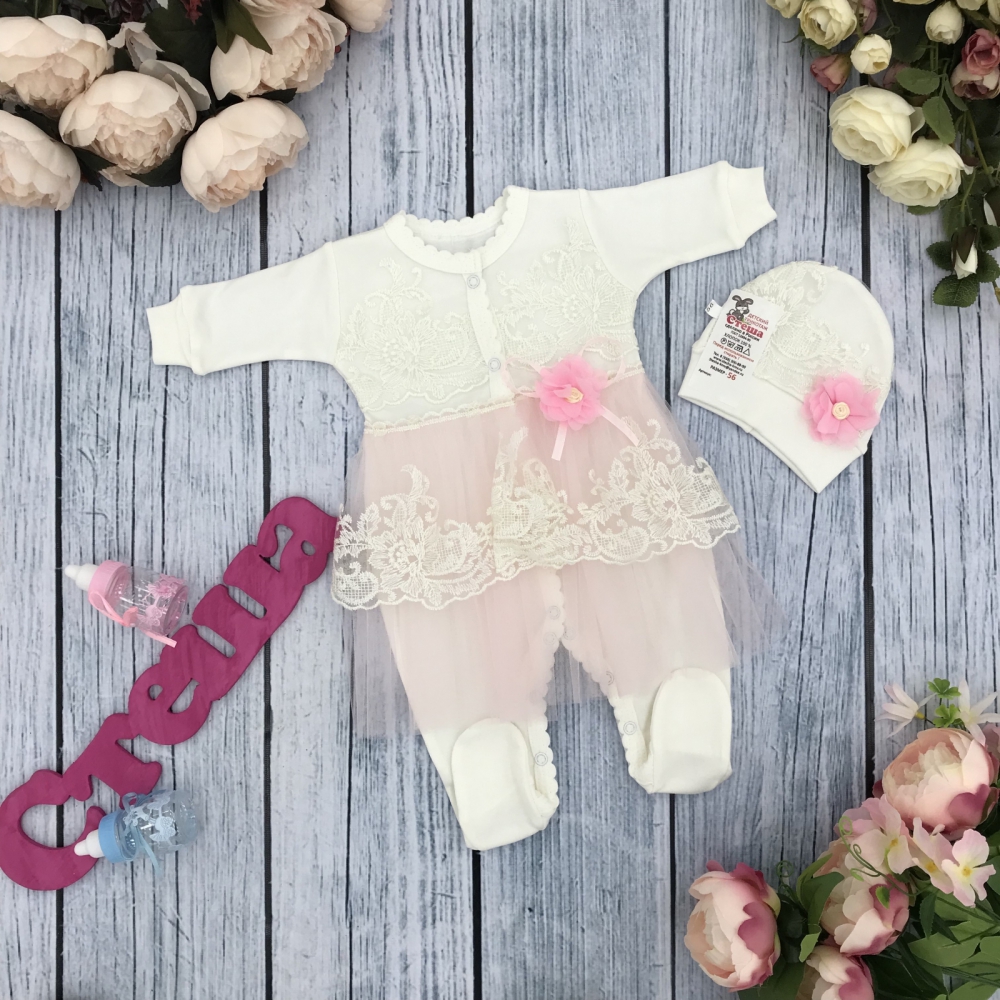 236-Р. Комбинезон с  юбкой,100% хлопок интерлок, розовый