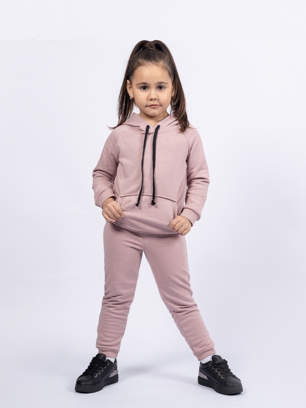 311-ПУ. Свитшот с капюшоном + Штаны, хлопок 65%, 35% ПЭ, 3-х нитка ( без начеса) пудра 122,128,134,140