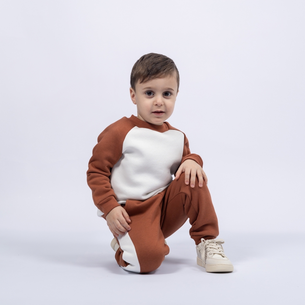 314-Ш. Свитшот + Штаны, шоколад, хлопок 65%, 35% ПЭ, 3-х нитка (начес) 80,86,92,98,104