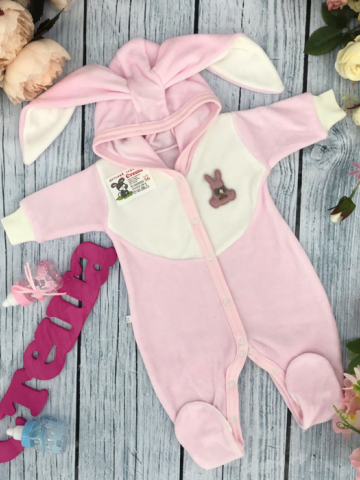 Купить оптом 212. Комбинезон с ушками, хлопок 80% велюр, 20%  ПЭ 62.68,74 в Ялте