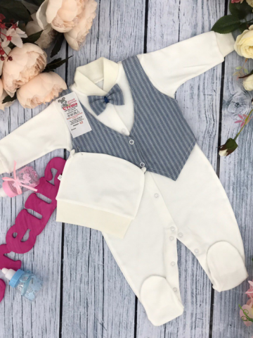 Купить оптом 224-Г. Комбинезон, хлопок 100% интерлок, "Жилет новый" голубая полоса в Ялте