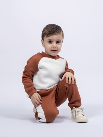 314-Ш. Свитшот + Штаны, шоколад, хлопок 65%, 35% ПЭ, 3-х нитка (начес) 80,86,92,98,104