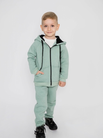 319-ОЛ. Костюм детский  на молнии, олива, хлопок 65%, 35% ПЭ, 3-х нитка (начес) 80,86,92