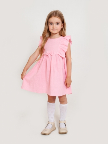 Купить 322-Р. Платье из муслина детское, хлопок 100% розовый, р. 98,104,110,116 в Ялте