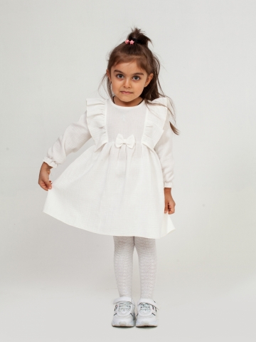 Купить 321-МО. Платье из муслина детское, хлопок 100% молочный, р. 74,80,86,92 в Ялте