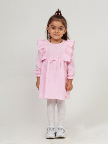 Купить 321-Р. Платье из муслина детское, хлопок 100% розовый, р. 98,104,110,116 в Ялте